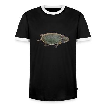 turtle tortoise animals animals4 - Men's Ringer Shirt - black/white - Front - AI Model Female 172 light (172cm) & AI Model Male 178 light (178cm)