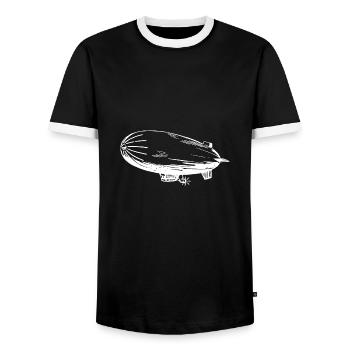 Silhouette of an airship – Stylish - Men's Ringer Shirt - black/white - Front - AI Model Female 172 light (172cm) & AI Model Male 178 light (178cm)