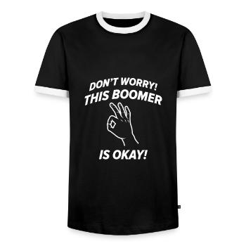 Dieser Boomer ist in Ordnung - Männer Kontrast-T-Shirt - Schwarz/Weiß - Vorne - AI Model Female 172 light (172cm) & AI Model Male 178 light (178cm)