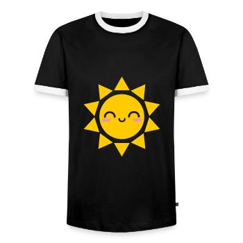 Sun Cute Kawaii - Men's Ringer Shirt - black/white - Front - AI Model Female 172 light (172cm) & AI Model Male 178 light (178cm)