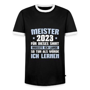 Meister 2023 Meisterprüfung bestanden Meistertitel - Männer Kontrast-T-Shirt - Schwarz/Weiß - Vorne - AI Model Female 172 light (172cm) & AI Model Male 178 light (178cm)