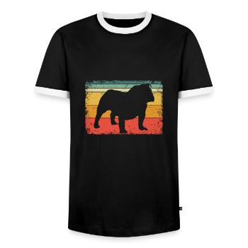 Vintage Dog English Bulldog | English Bulldog Love - Men's Ringer Shirt - black/white - Front - AI Model Female 172 light (172cm) & AI Model Male 178 light (178cm)