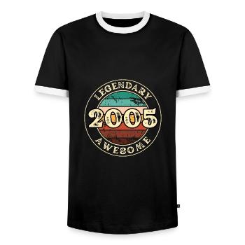 Jahrgang 2005 Jubiläumsgeschenk 18 Jahre Humor - Männer Kontrast-T-Shirt - Schwarz/Weiß - Vorne - AI Model Female 172 light (172cm) & AI Model Male 178 light (178cm)