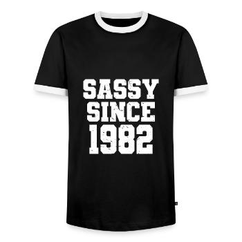 Sassy Since 1982 Funny 40th Birthday Men & Women - Men's Ringer Shirt - black/white - Front - AI Model Female 172 light (172cm) & AI Model Male 178 light (178cm)