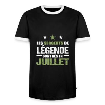 Sergent cadeau anniversaire juillet militaire - T-shirt contrasté Homme - noir/blanc - Devant - AI Model Female 172 light (172cm) & AI Model Male 178 light (178cm)
