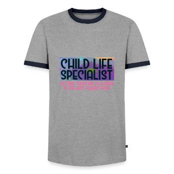 Getting These Kids To Laugh Is The Best Feeling - Men's Ringer Shirt - grey/navy  - Front - AI Model Female 172 light (172cm) & AI Model Male 178 light (178cm)