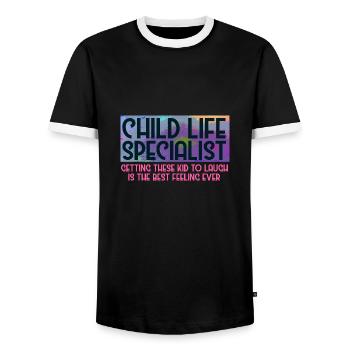 Getting These Kids To Laugh Is The Best Feeling - Men's Ringer Shirt - black/white - Front - AI Model Female 172 light (172cm) & AI Model Male 178 light (178cm)