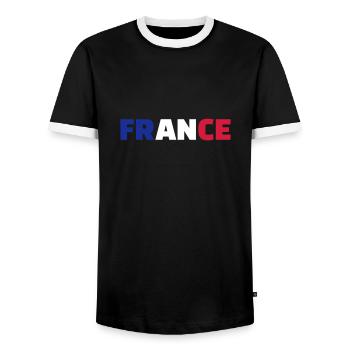 Frankreich - Männer Kontrast-T-Shirt - Schwarz/Weiß - Vorne - AI Model Female 172 light (172cm) & AI Model Male 178 light (178cm)