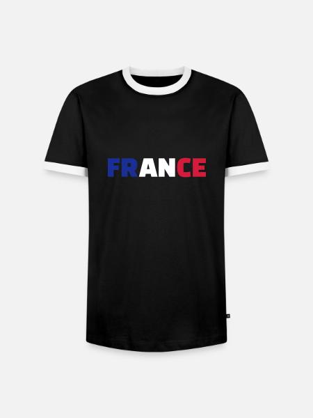 Frankreich - Männer Kontrast-T-Shirt - Schwarz/Weiß