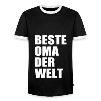 Beste oma der welt - Männer Kontrast-T-Shirt - Schwarz/Weiß - Vorne - AI Model Female 172 light (172cm) & AI Model Male 178 light (178cm)
