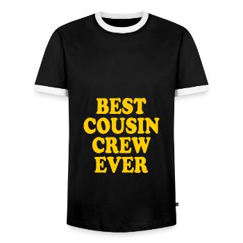 Best cousin crew ever - Männer Kontrast-T-Shirt - Schwarz/Weiß - Vorne - AI Model Female 172 light (172cm) & AI Model Male 178 light (178cm)