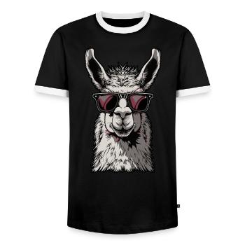 Funny Llama Alpaca - Men's Ringer Shirt - black/white - Front - AI Model Female 172 light (172cm) & AI Model Male 178 light (178cm)
