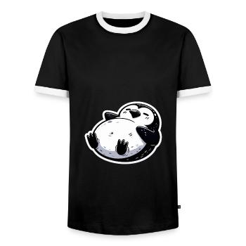 Fetter Pinguin Lustiger Pinguin Geschenk - Männer Kontrast-T-Shirt - Schwarz/Weiß - Vorne - AI Model Female 172 light (172cm) & AI Model Male 178 light (178cm)