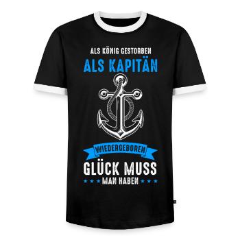 Kapitän Boot Bootfahren Bootsbesitzer Segelboot - Männer Kontrast-T-Shirt - Schwarz/Weiß - Vorne - AI Model Female 172 light (172cm) & AI Model Male 178 light (178cm)