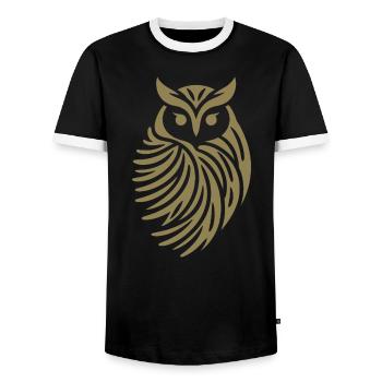 Minimalistische Eule Abstrakte Silhouette - Männer Kontrast-T-Shirt - Schwarz/Weiß - Vorne - AI Model Female 172 light (172cm) & AI Model Male 178 light (178cm)