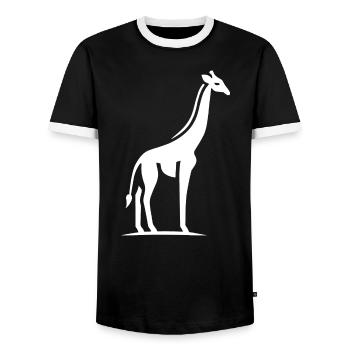 Giraffe Africa Silhouette Minimalist - Men's Ringer Shirt - black/white - Front - AI Model Female 172 light (172cm) & AI Model Male 178 light (178cm)