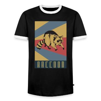 Raton laveur rétro raton laveur - T-shirt contrasté Homme - noir/blanc - Devant - AI Model Female 172 light (172cm) & AI Model Male 178 light (178cm)