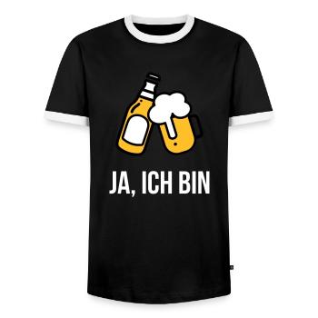 Falls ich betrunken bin bring mich zu "DEIN NAME" - Männer Kontrast-T-Shirt - Schwarz/Weiß - Vorne - AI Model Female 172 light (172cm) & AI Model Male 178 light (178cm)