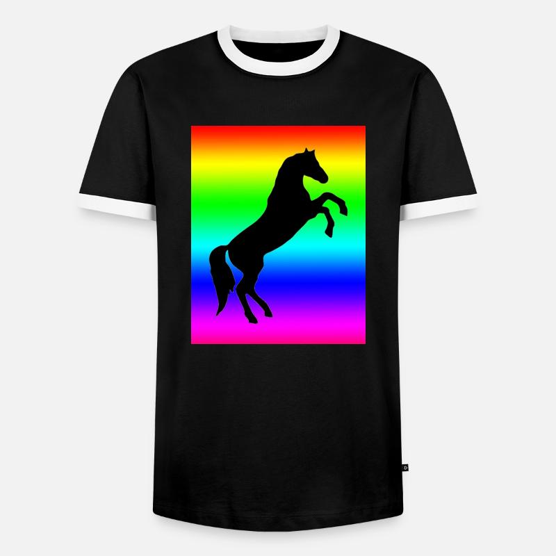 Regenbogen Pferd - Männer Kontrast-T-Shirt - Schwarz/Weiß