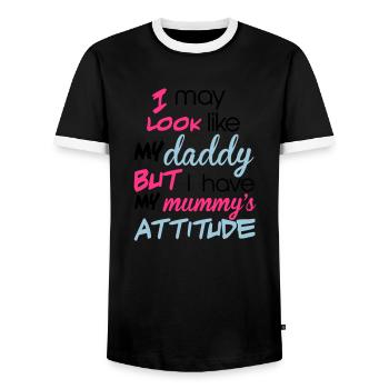 Kids - Men's Ringer Shirt - black/white - Front - AI Model Female 172 light (172cm) & AI Model Male 178 light (178cm)