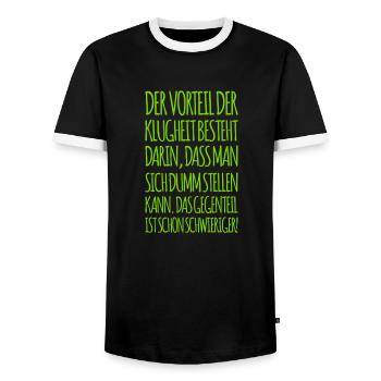 sich dumm stellen ist leicht - Männer Kontrast-T-Shirt - Schwarz/Weiß - Vorne - AI Model Female 172 light (172cm) & AI Model Male 178 light (178cm)