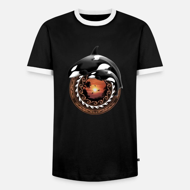 Orca Killerwal - Männer Kontrast-T-Shirt - Schwarz/Weiß