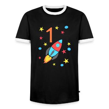 Geburtstagsrakete 1 - Männer Kontrast-T-Shirt - Schwarz/Weiß - Vorne - AI Model Female 172 light (172cm) & AI Model Male 178 light (178cm)
