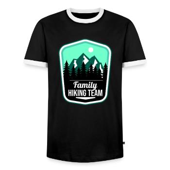 Family Hiking Team Vacances de randonnée en famille - T-shirt contrasté Homme - noir/blanc - Devant - AI Model Female 172 light (172cm) & AI Model Male 178 light (178cm)