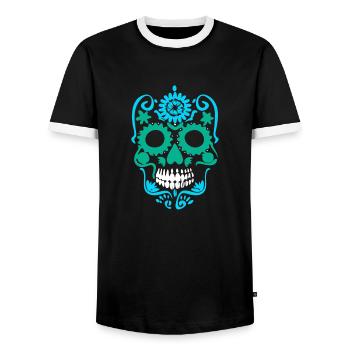 Skull mexican skulls gift dia de los muertos mexic - T-shirt contrasté Homme - noir/blanc - Devant - AI Model Female 172 light (172cm) & AI Model Male 178 light (178cm)