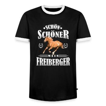 Schön Schöner Mein Freiberger - Männer Kontrast-T-Shirt - Schwarz/Weiß - Vorne - AI Model Female 172 light (172cm) & AI Model Male 178 light (178cm)