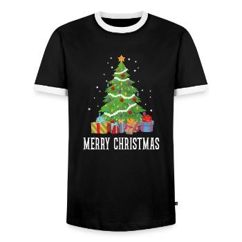 Frohe Weihnachten Frohes Weihnachtsgeschenk - Männer Kontrast-T-Shirt - Schwarz/Weiß - Vorne - AI Model Female 172 light (172cm) & AI Model Male 178 light (178cm)