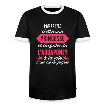 princesse / aquaponey / humour fille - T-shirt contrasté Homme - noir/blanc - Devant - AI Model Female 172 light (172cm) & AI Model Male 178 light (178cm)