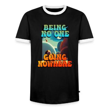être personne qui ne va nulle part - T-shirt contrasté Homme - noir/blanc - Devant - AI Model Female 172 light (172cm) & AI Model Male 178 light (178cm)