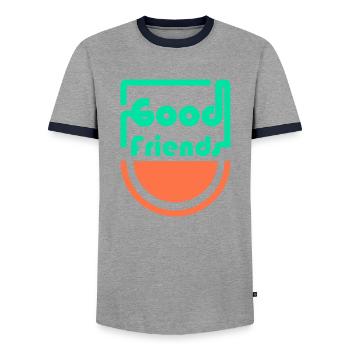 Gute Freunde - Männer Kontrast-T-Shirt - Grau/Navy  - Vorne - AI Model Female 172 light (172cm) & AI Model Male 178 light (178cm)