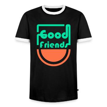 Bons amis - T-shirt contrasté Homme - noir/blanc - Devant - AI Model Female 172 light (172cm) & AI Model Male 178 light (178cm)