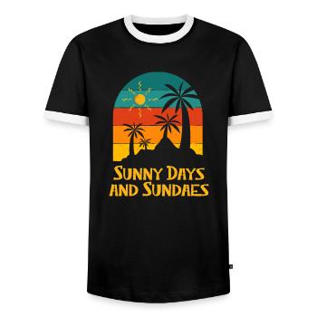 Sunny Days and Sundaes Summer Food Tropical - Men's Ringer Shirt - black/white - Front - AI Model Female 172 light (172cm) & AI Model Male 178 light (178cm)
