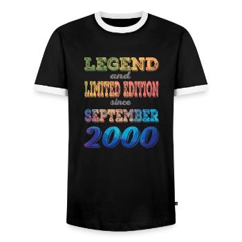 23.Jahre Geburtstag Mann Frau 2000 September - Männer Kontrast-T-Shirt - Schwarz/Weiß - Vorne - AI Model Female 172 light (172cm) & AI Model Male 178 light (178cm)
