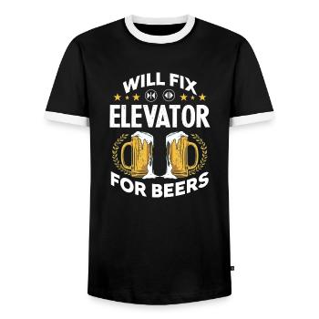 Will Fix Elevators - Elevator Mechanic Beer - Männer Kontrast-T-Shirt - Schwarz/Weiß - Vorne - AI Model Female 172 light (172cm) & AI Model Male 178 light (178cm)