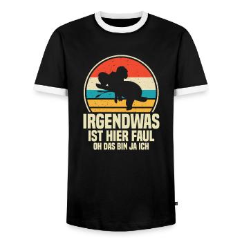 Irgendwas ist hier Faul OH DAS BIN JA ICH - Männer Kontrast-T-Shirt - Schwarz/Weiß - Vorne - AI Model Female 172 light (172cm) & AI Model Male 178 light (178cm)