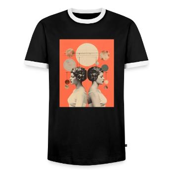 Gemini - Men's Ringer Shirt - black/white - Front - AI Model Female 172 light (172cm) & AI Model Male 178 light (178cm)