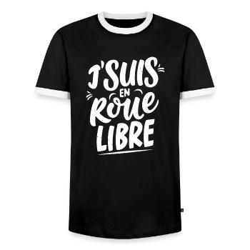 J'suis en roue libre - T-shirt contrasté Homme - noir/blanc - Devant - AI Model Female 172 light (172cm) & AI Model Male 178 light (178cm)
