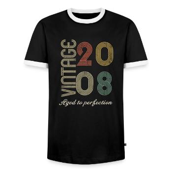 Geburtstagsgeschenk 16 Jahre alt - 2008 - Männer Kontrast-T-Shirt - Schwarz/Weiß - Vorne - AI Model Female 172 light (172cm) & AI Model Male 178 light (178cm)
