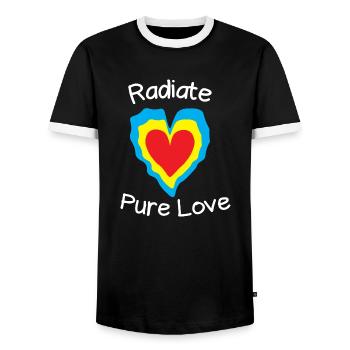 Radiate pure love - Men's Ringer Shirt - black/white - Front - AI Model Female 172 light (172cm) & AI Model Male 178 light (178cm)
