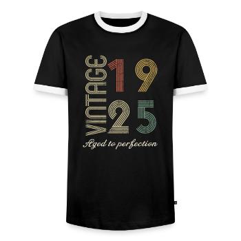 Cadeau d’anniversaire 99 ans - 1925 - T-shirt contrasté Homme - noir/blanc - Devant - AI Model Female 172 light (172cm) & AI Model Male 178 light (178cm)