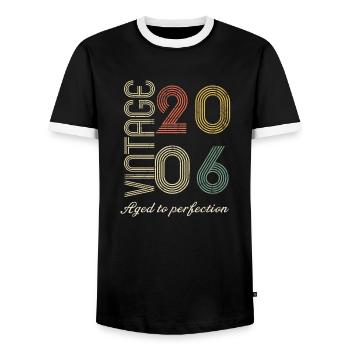 18th Birthday Gift - 2006 - Men's Ringer Shirt - black/white - Front - AI Model Female 172 light (172cm) & AI Model Male 178 light (178cm)