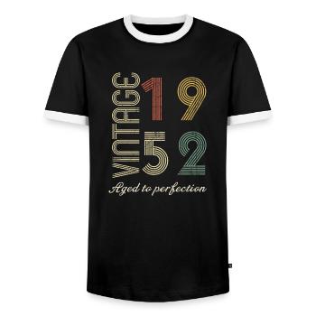72 Year Old Birthday Gift - 1952 - Men's Ringer Shirt - black/white - Front - AI Model Female 172 light (172cm) & AI Model Male 178 light (178cm)