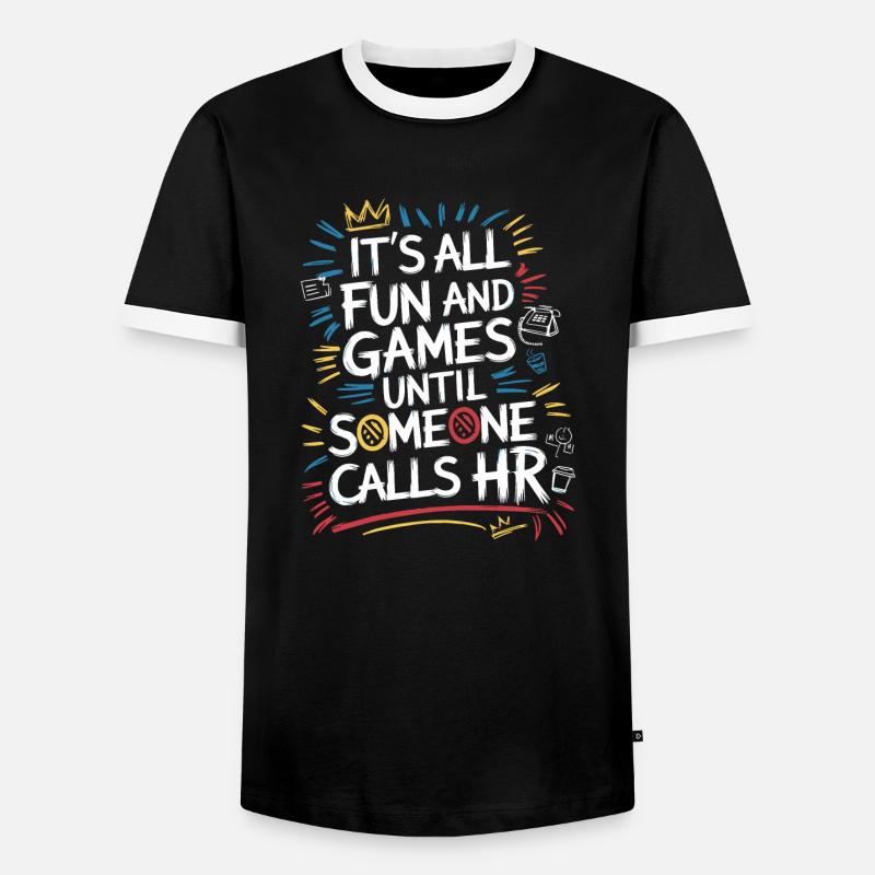 Erst Spaß, dann Human Resources - Männer Kontrast-T-Shirt - Schwarz/Weiß
