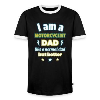 Dad MOTORCYCLIST, Father's Day Gift, Motorcycle - Men's Ringer Shirt - black/white - Front - AI Model Female 172 light (172cm) & AI Model Male 178 light (178cm)