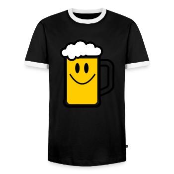 Bier-Gesicht - Männer Kontrast-T-Shirt - Schwarz/Weiß - Vorne - AI Model Female 172 light (172cm) & AI Model Male 178 light (178cm)