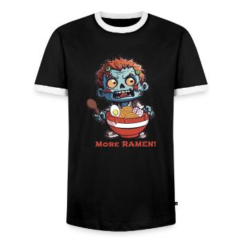 Ramen Monster - Men's Ringer Shirt - black/white - Front - AI Model Female 172 light (172cm) & AI Model Male 178 light (178cm)
